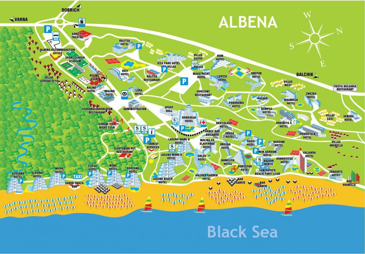 mapa de albena, Bulgaria
