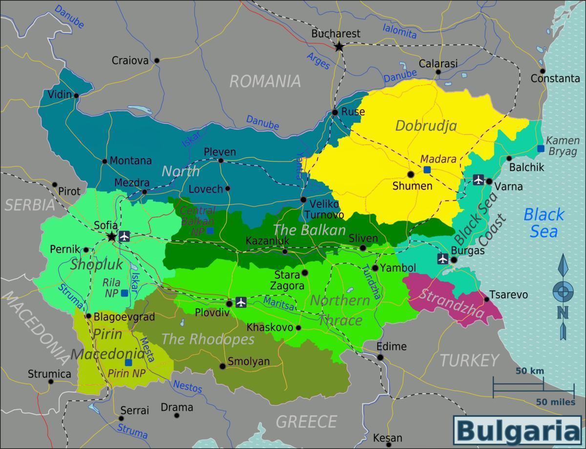 mapa de aeropuertos Bulgaria
