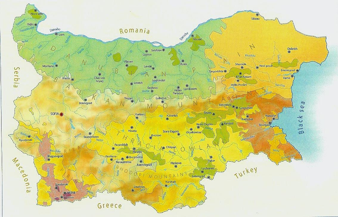 mapa de Bulgaria climático