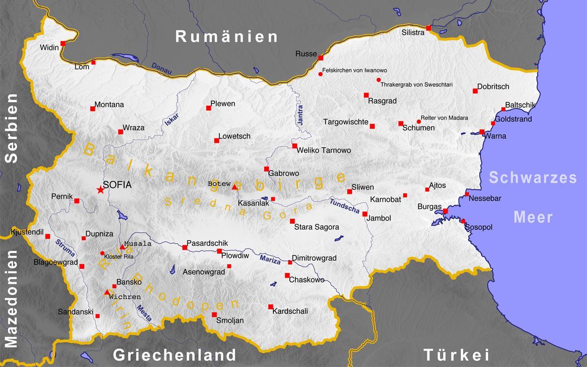Bulgaria ciudades mapa