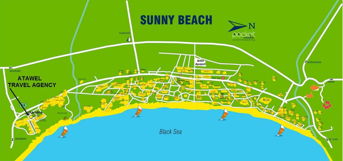 mapa de Bulgaria sunny beach