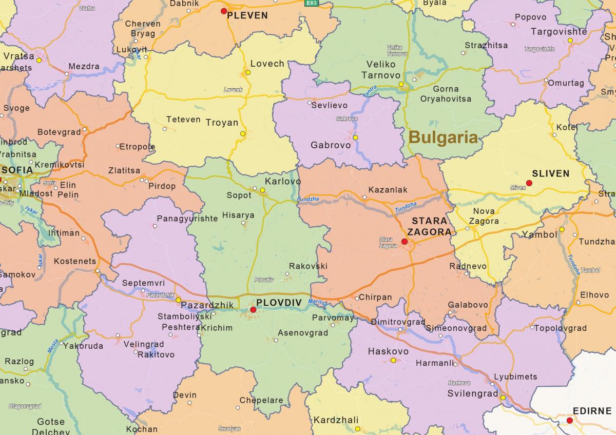 mapa de Bulgaria político