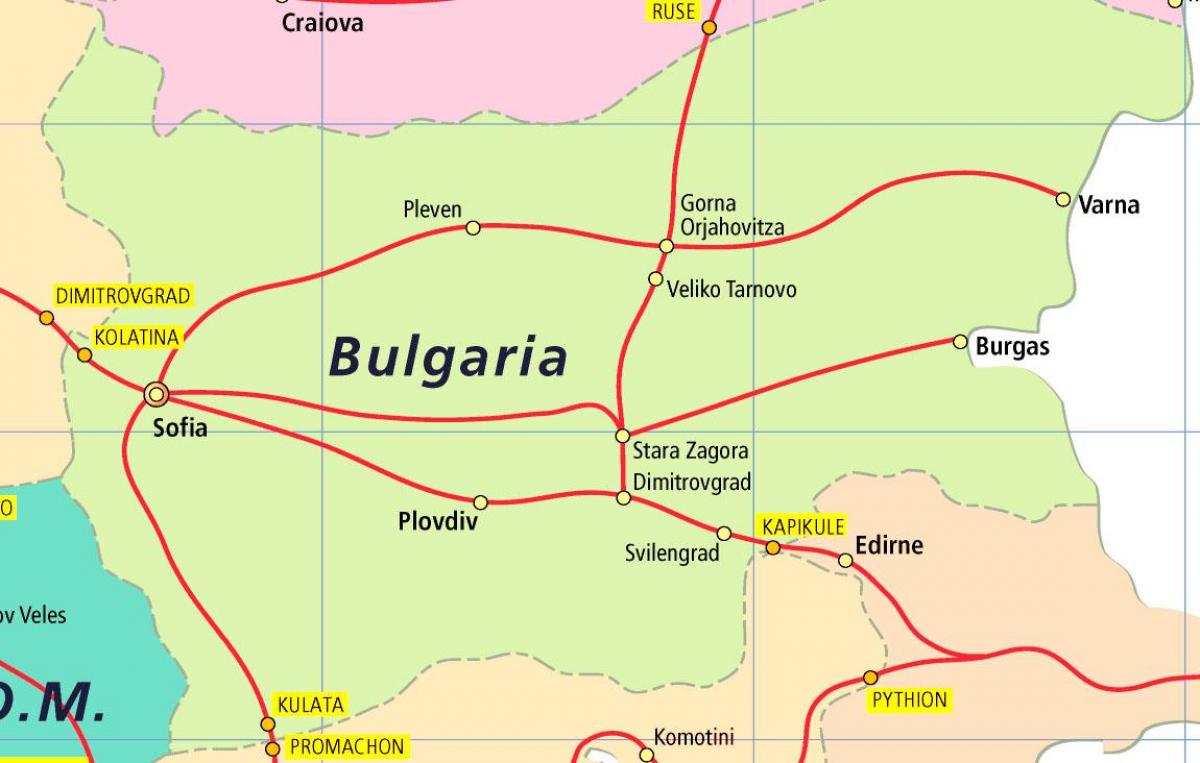 Bulgaria mapa de trenes