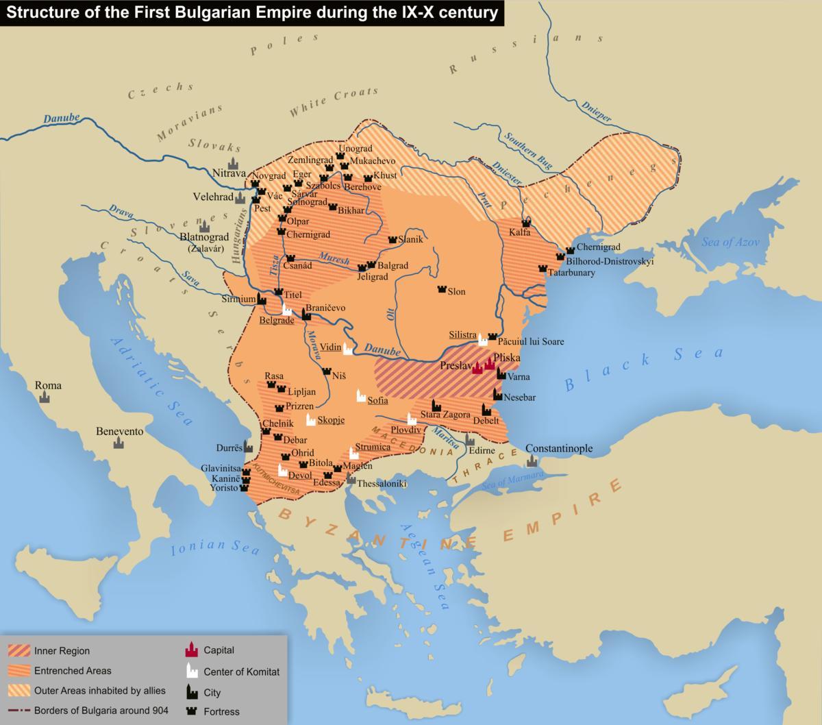 mapa del imperio búlgaro