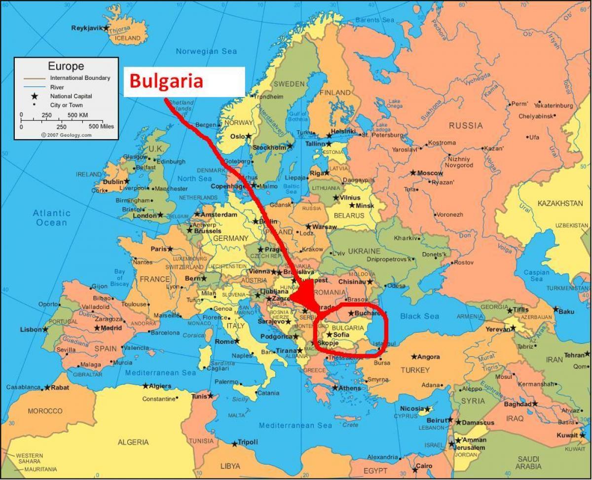 mapa de Bulgaria países de su entorno