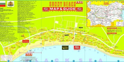 Mapa turístico de sunny beach, Bulgaria