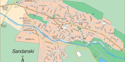 Mapa de sandanski, Bulgaria